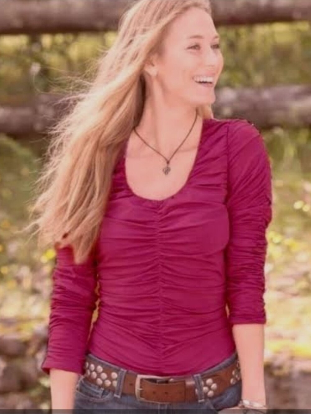 NWOT! Sundance Rosalind Ruched Long Sleeve Top- Raspberry Red, Small